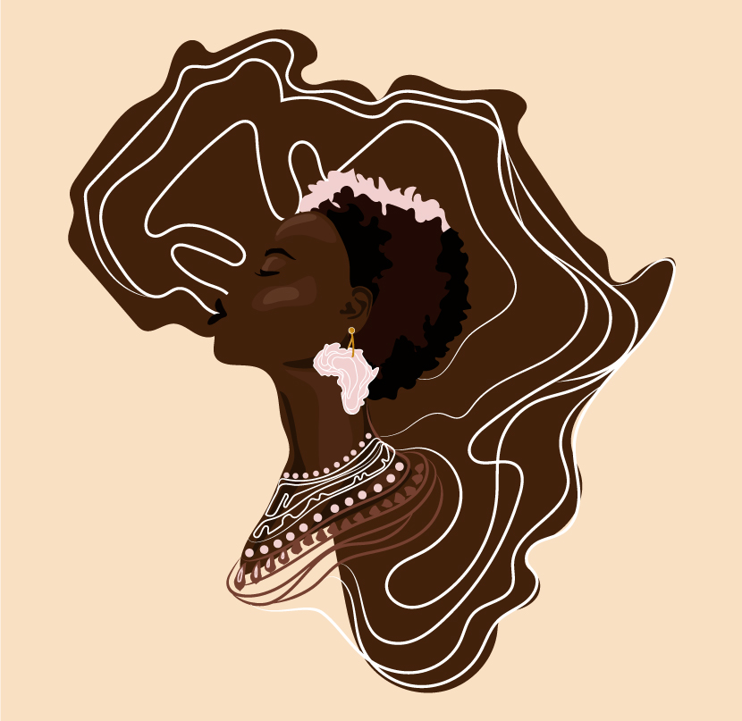 Portrait-of-an-African-woman-against-the-background-of-the-Golden-map-of-Africa